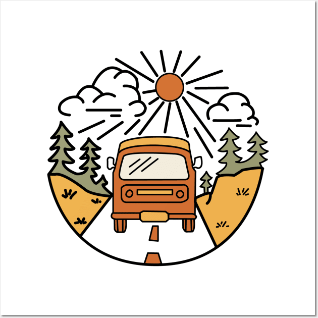 Retro Vintage Camper Van Graphic Illustration Wall Art by StreetDesigns